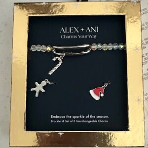Alex and Ani Festive Charm Bracelet - Silver and Red Accents
